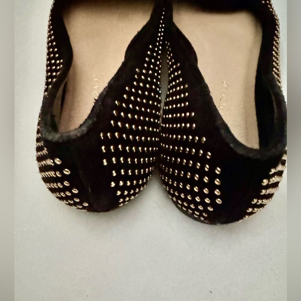 [Loeffler Randall] Black and Gold Studded Suede Flats Sz: 8.5B - Picture 6 of 11